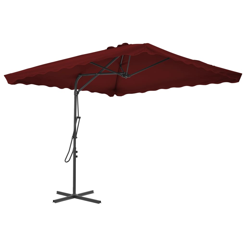 Aurinkovarjo terästangolla viininpunainen 250x250x230 cm - Sisustajankoti.fi
