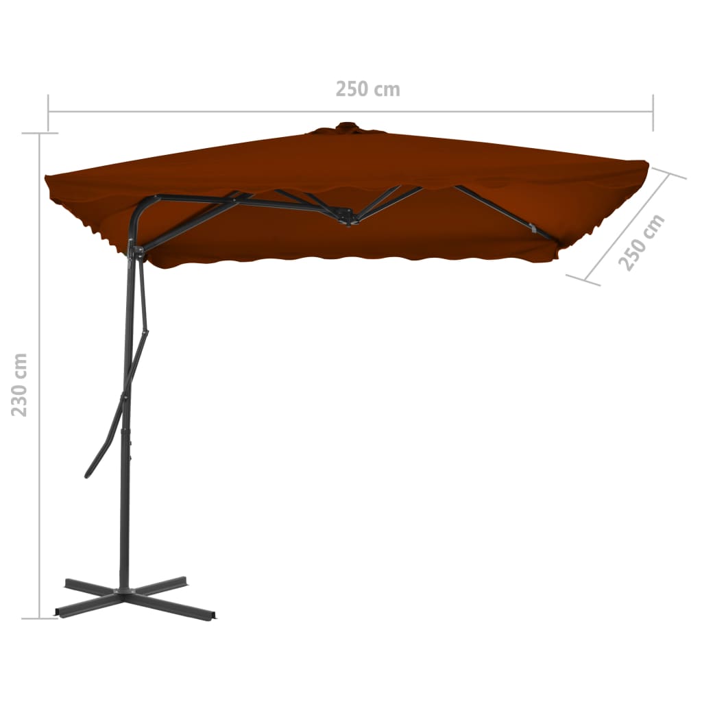 Aurinkovarjo terästangolla terrakotta 250x250x230 cm - Sisustajankoti.fi