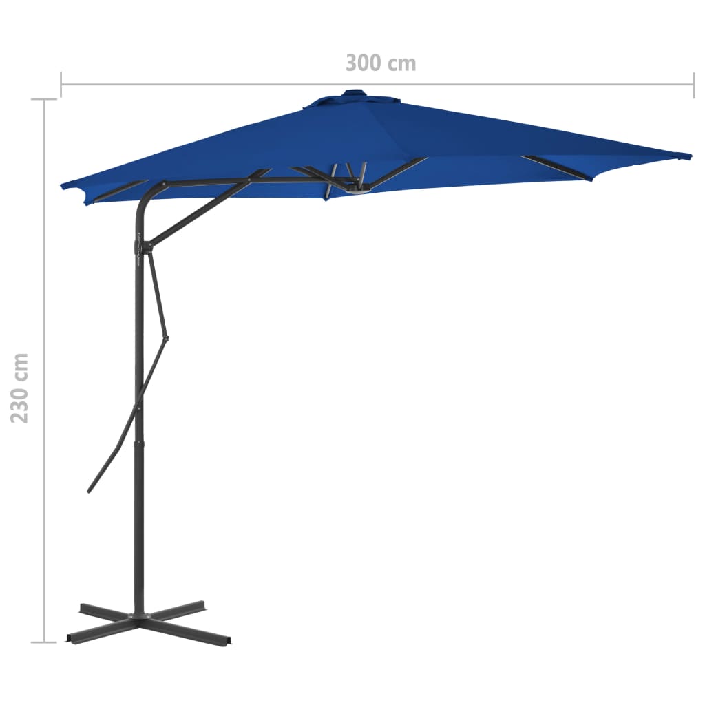 Aurinkovarjo terästangolla sininen 300x230 cm - Sisustajankoti.fi