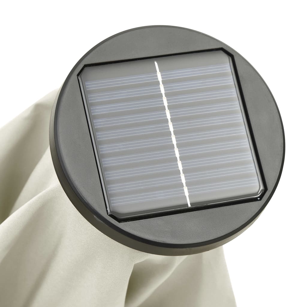 Aurinkovarjo LED-valolla hiekka 200x211 cm alumiini - Sisustajankoti.fi