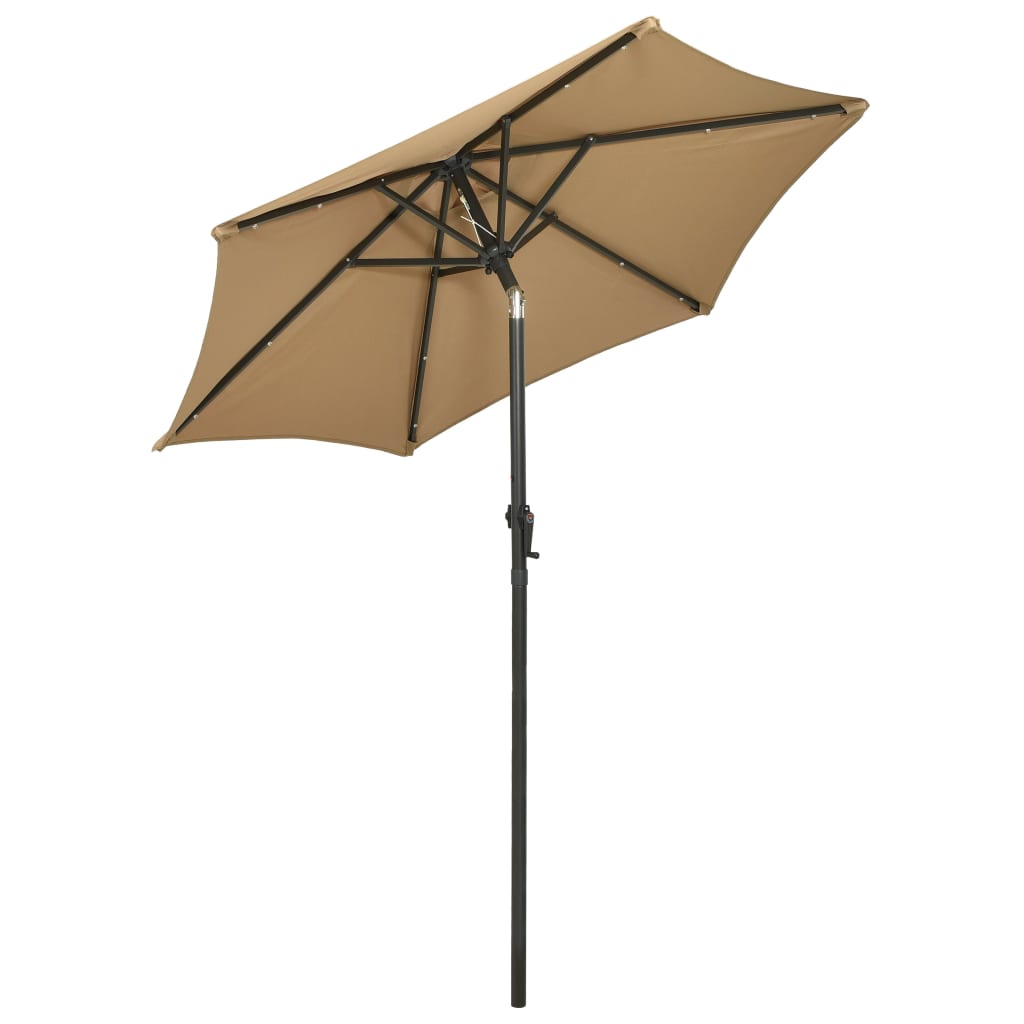 Aurinkovarjo LED-valoilla ruskeanharmaa 200x211 cm alumiini - Sisustajankoti.fi