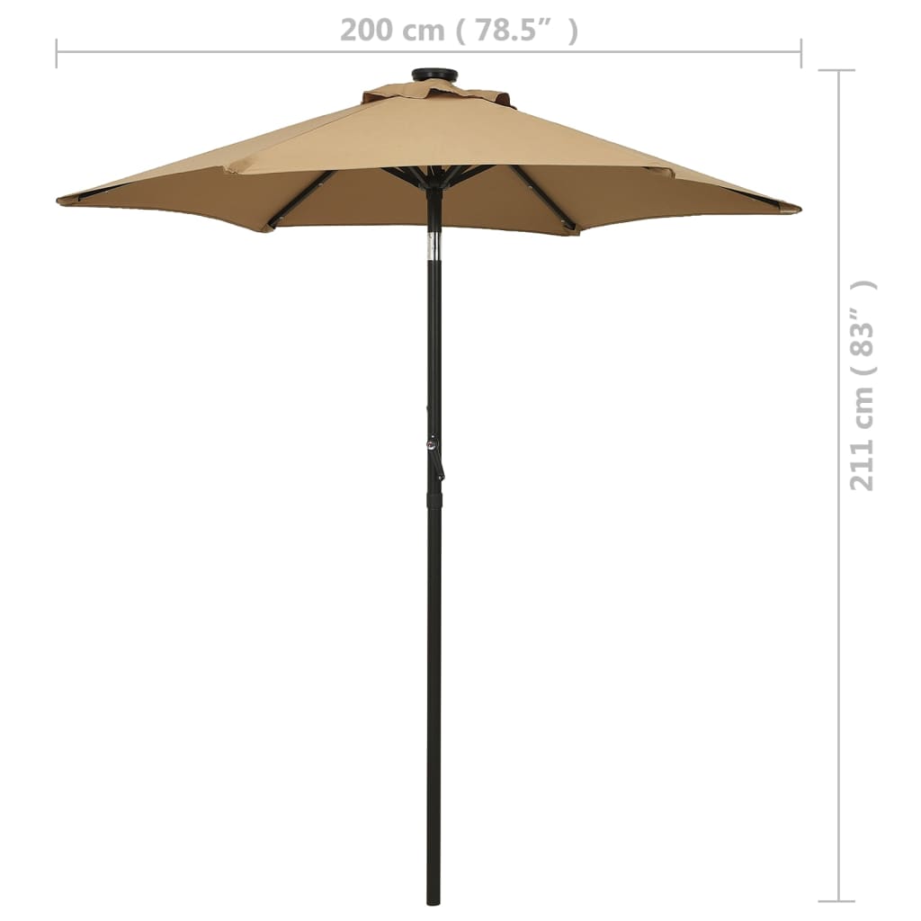Aurinkovarjo LED-valoilla ruskeanharmaa 200x211 cm alumiini - Sisustajankoti.fi