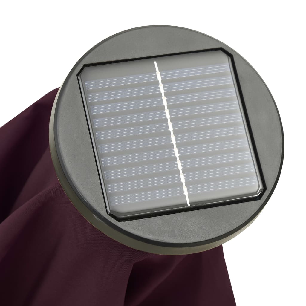 Aurinkovarjo LED-valolla viininpunainen 200x211 cm alumiini - Sisustajankoti.fi