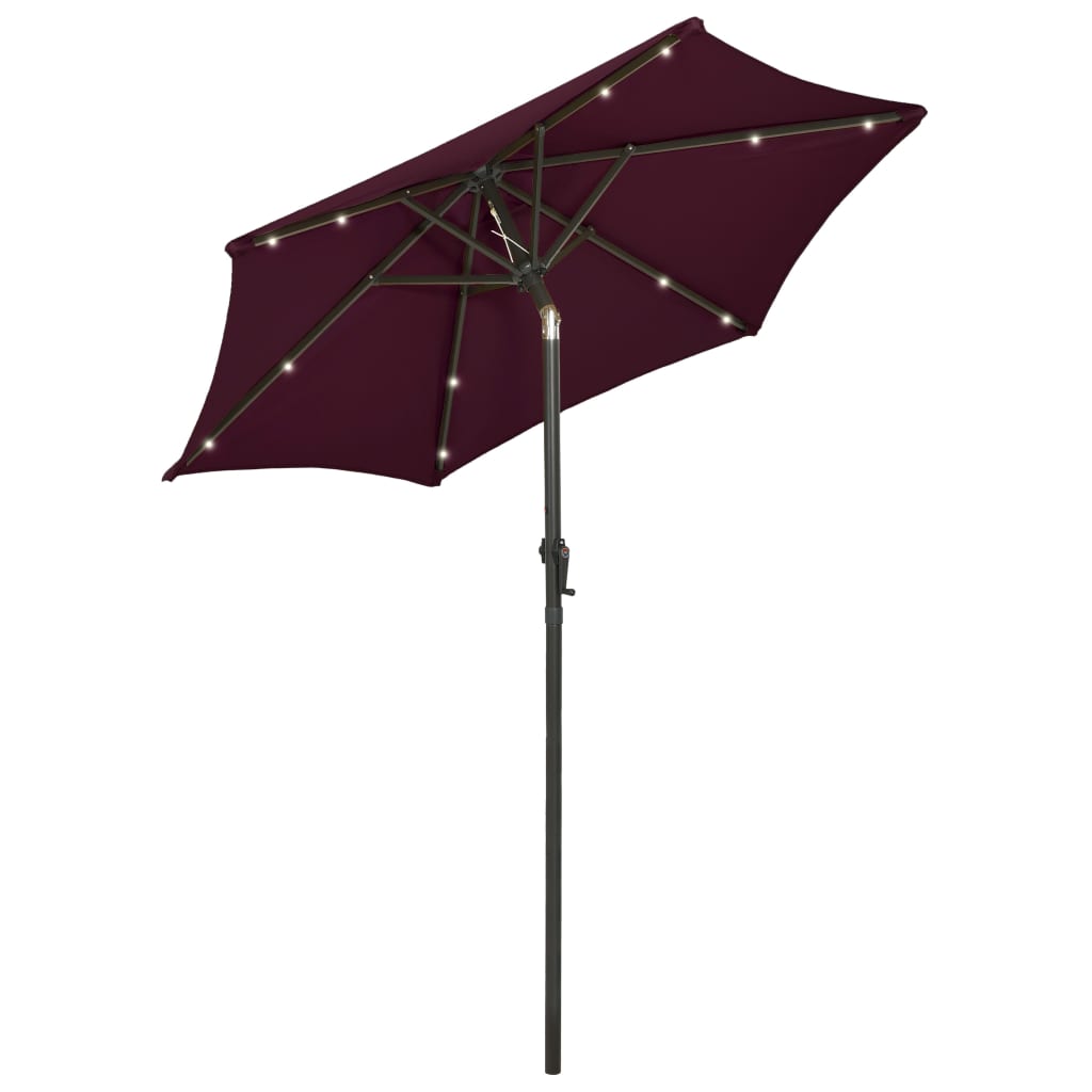 Aurinkovarjo LED-valolla viininpunainen 200x211 cm alumiini - Sisustajankoti.fi