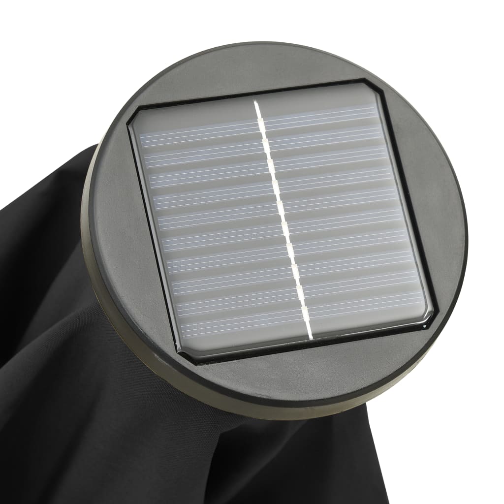 Aurinkovarjo LED-valolla musta 200x211 cm alumiini - Sisustajankoti.fi