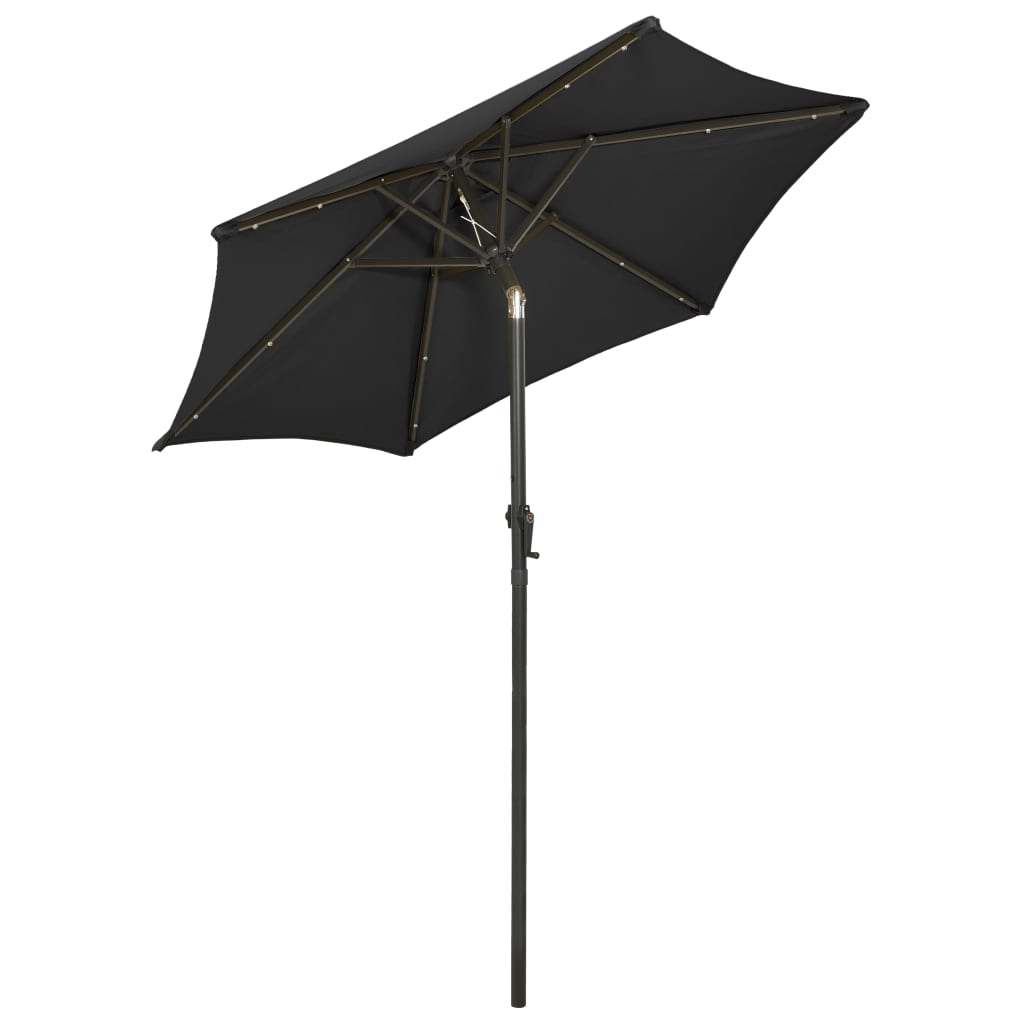 Aurinkovarjo LED-valolla musta 200x211 cm alumiini - Sisustajankoti.fi