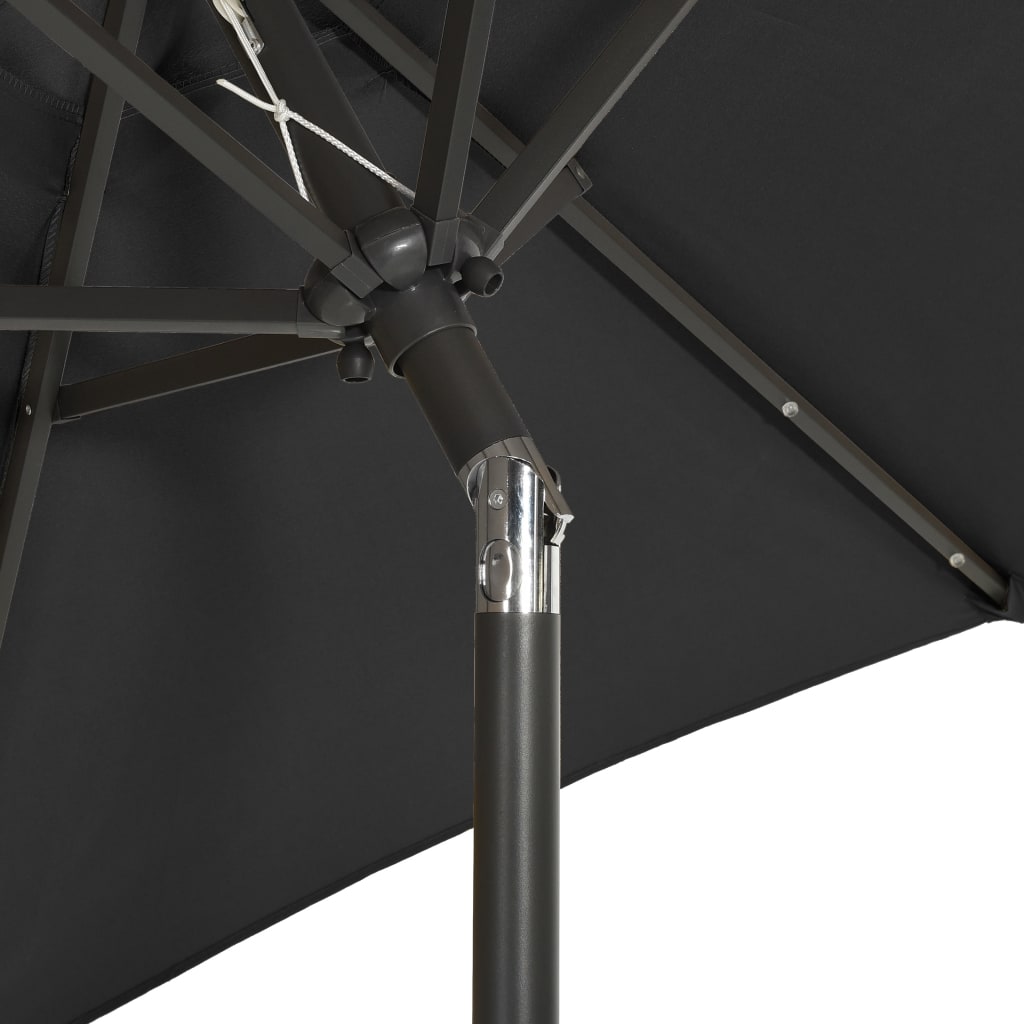 Aurinkovarjo LED-valolla musta 200x211 cm alumiini - Sisustajankoti.fi