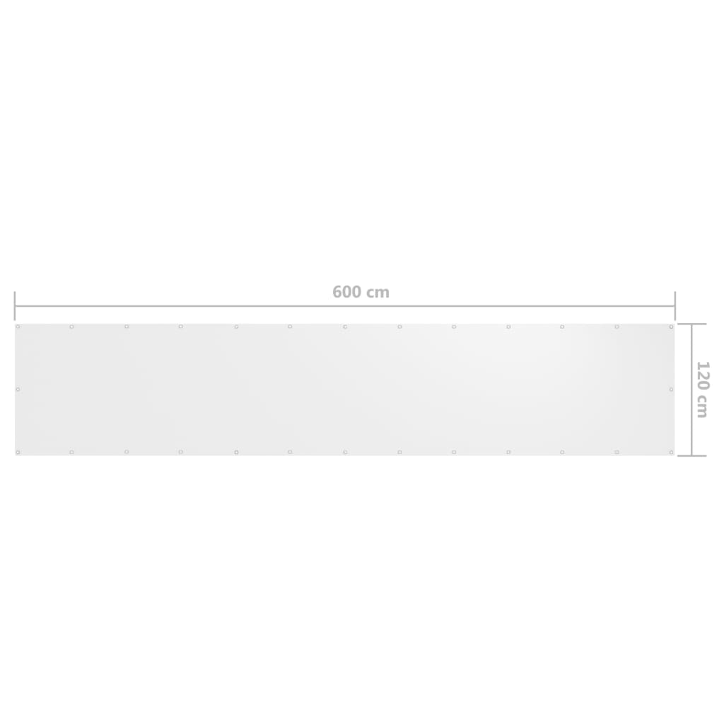 Parvekkeen suoja valkoinen 120x600 cm Oxford kangas - Sisustajankoti.fi