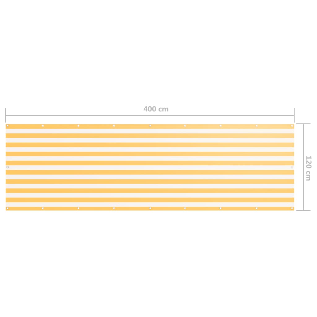 Parvekkeen suoja valkoinen ja keltainen 120x400cm Oxford kangas - Sisustajankoti.fi