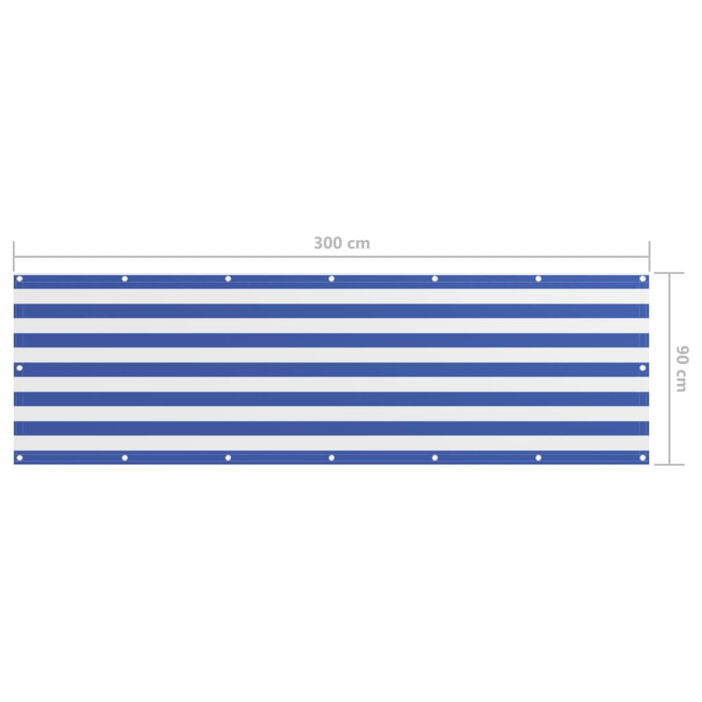 Parvekkeen suoja sinivalkoinen 90x300 cm Oxford kangas - Sisustajankoti.fi