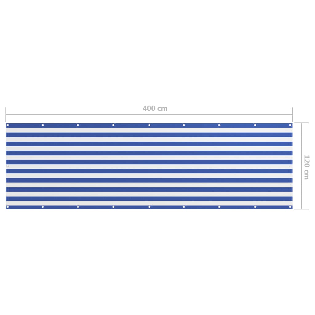 Parvekkeen suoja sinivalkoinen 120x400 cm Oxford kangas - Sisustajankoti.fi