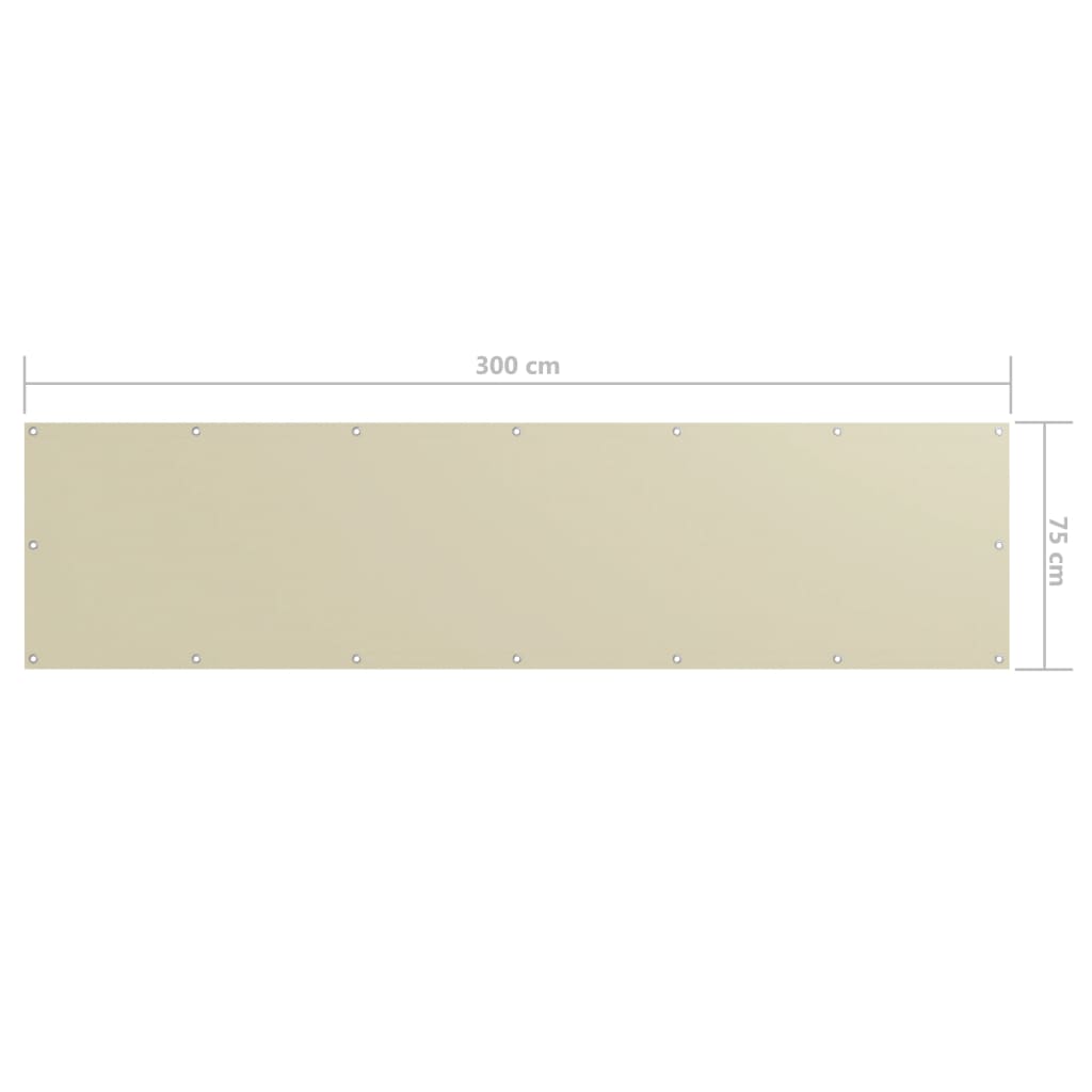 Parvekkeen suoja kerma 75x300 cm Oxford kangas - Sisustajankoti.fi