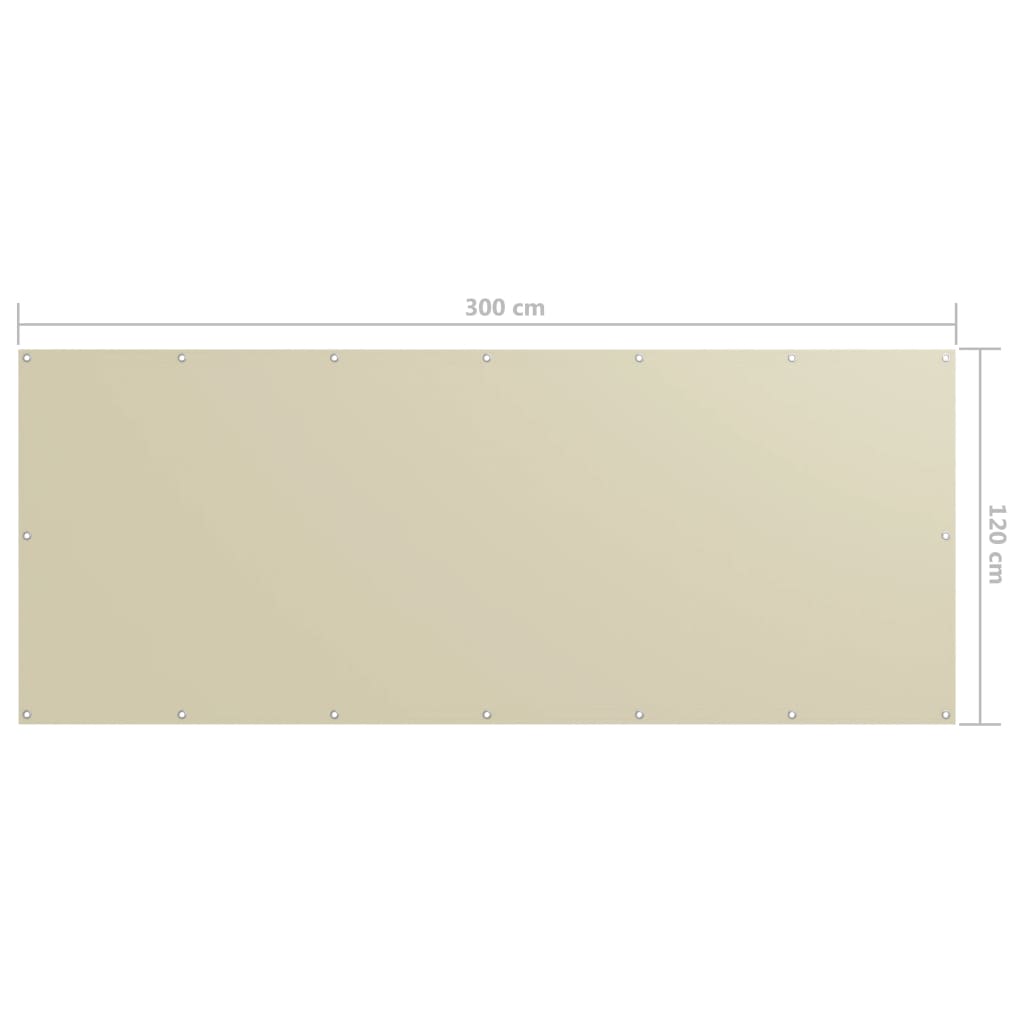 Parvekkeen suoja kerma 120x300 cm Oxford kangas - Sisustajankoti.fi