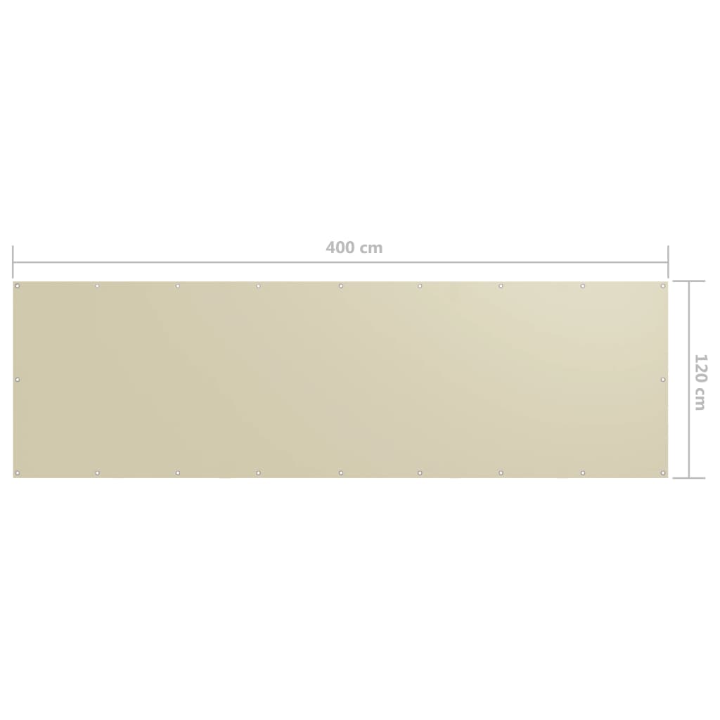 Parvekkeen suoja kerma 120x400 cm Oxford kangas - Sisustajankoti.fi