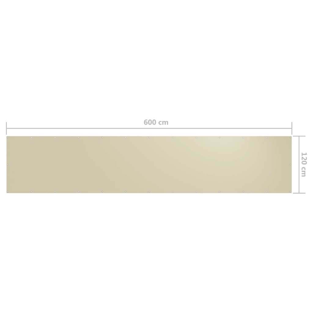 Parvekkeen suoja kerma 120x600 cm Oxford kangas - Sisustajankoti.fi