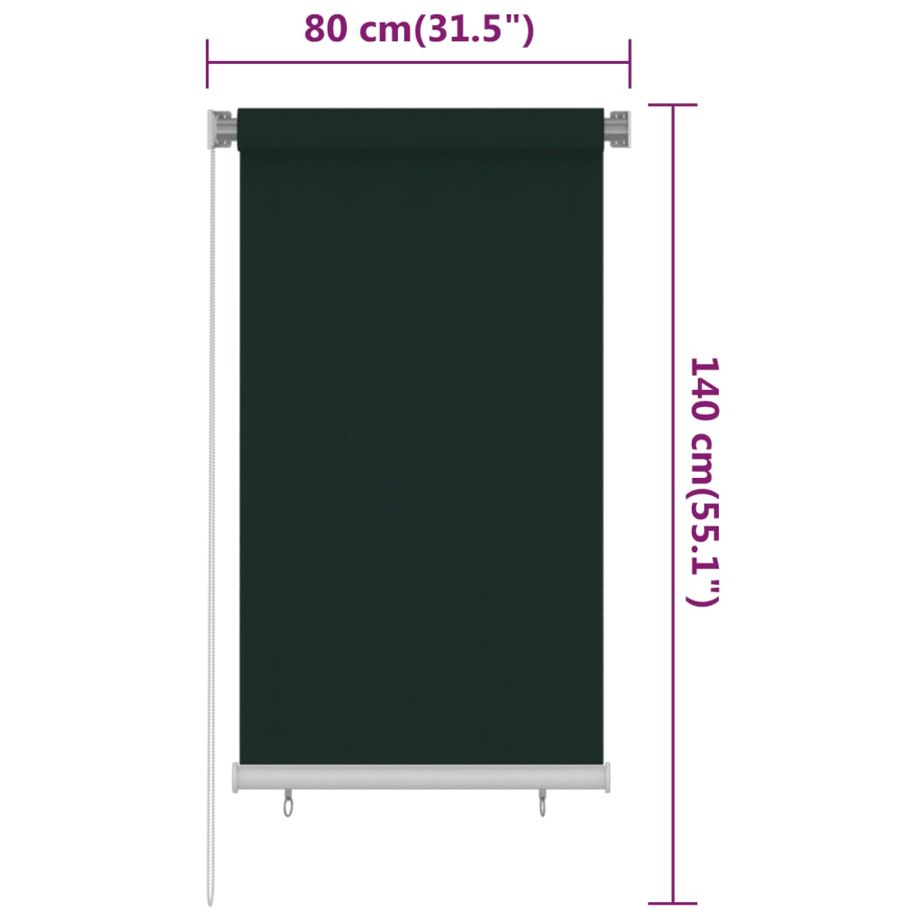 Rullaverho ulkotiloihin 80x140 cm tummanvihreä HDPE - Sisustajankoti.fi