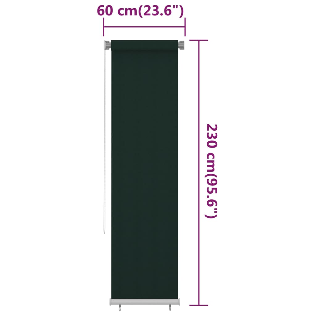 Rullaverho ulkotiloihin 60x230 cm tummanvihreä HDPE - Sisustajankoti.fi