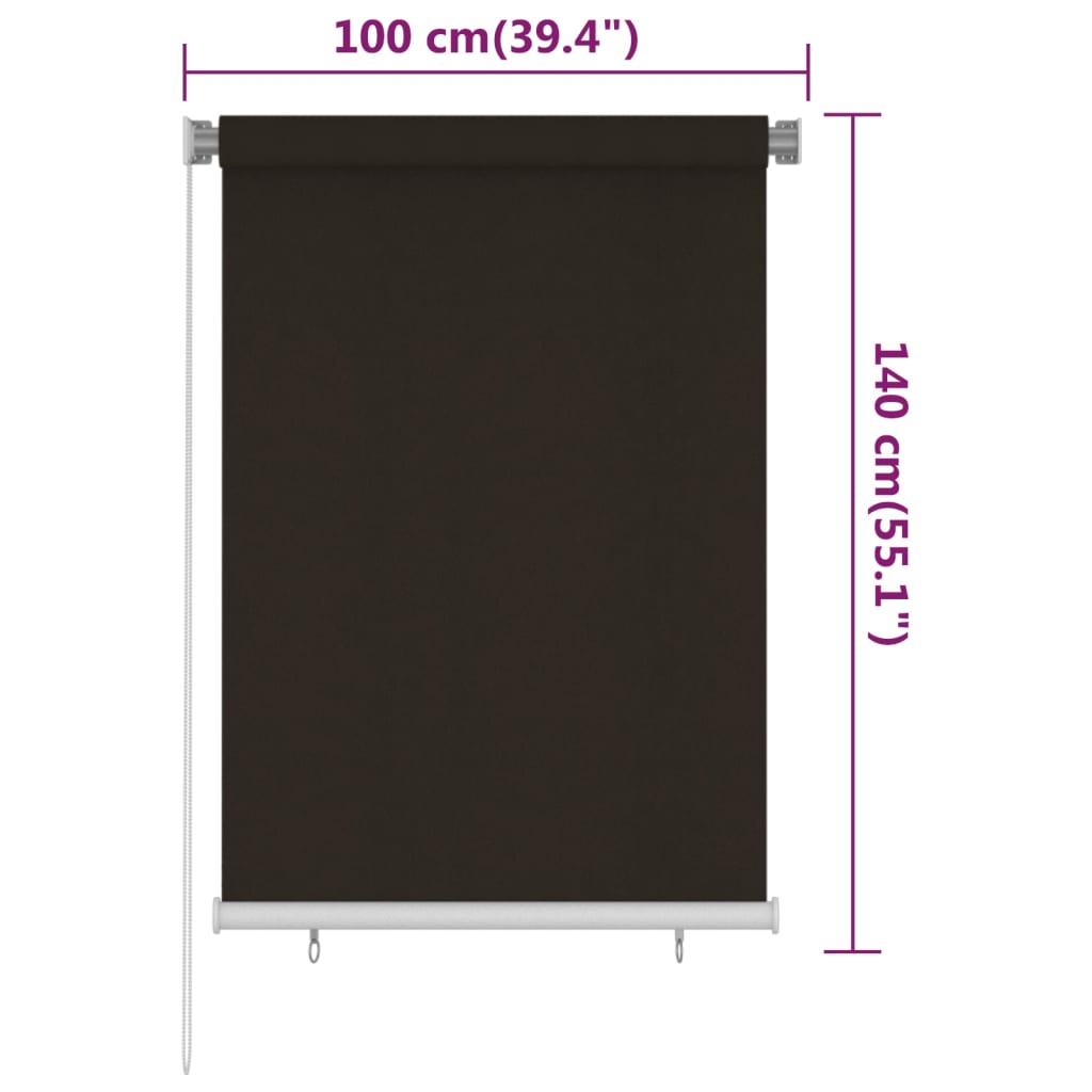 Rullaverho ulkotiloihin 100x140 cm ruskea HDPE - Sisustajankoti.fi