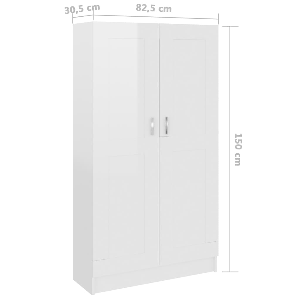 Kirjahylly korkeakiilto valkoinen 82,5x30,5x150 cm - Sisustajankoti.fi