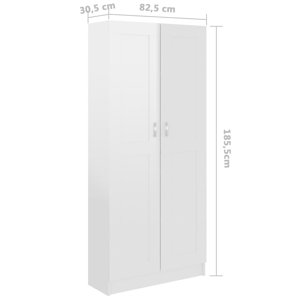 Kirjahylly korkeakiilto valkoinen 82,5x30,5x185,5 cm - Sisustajankoti.fi