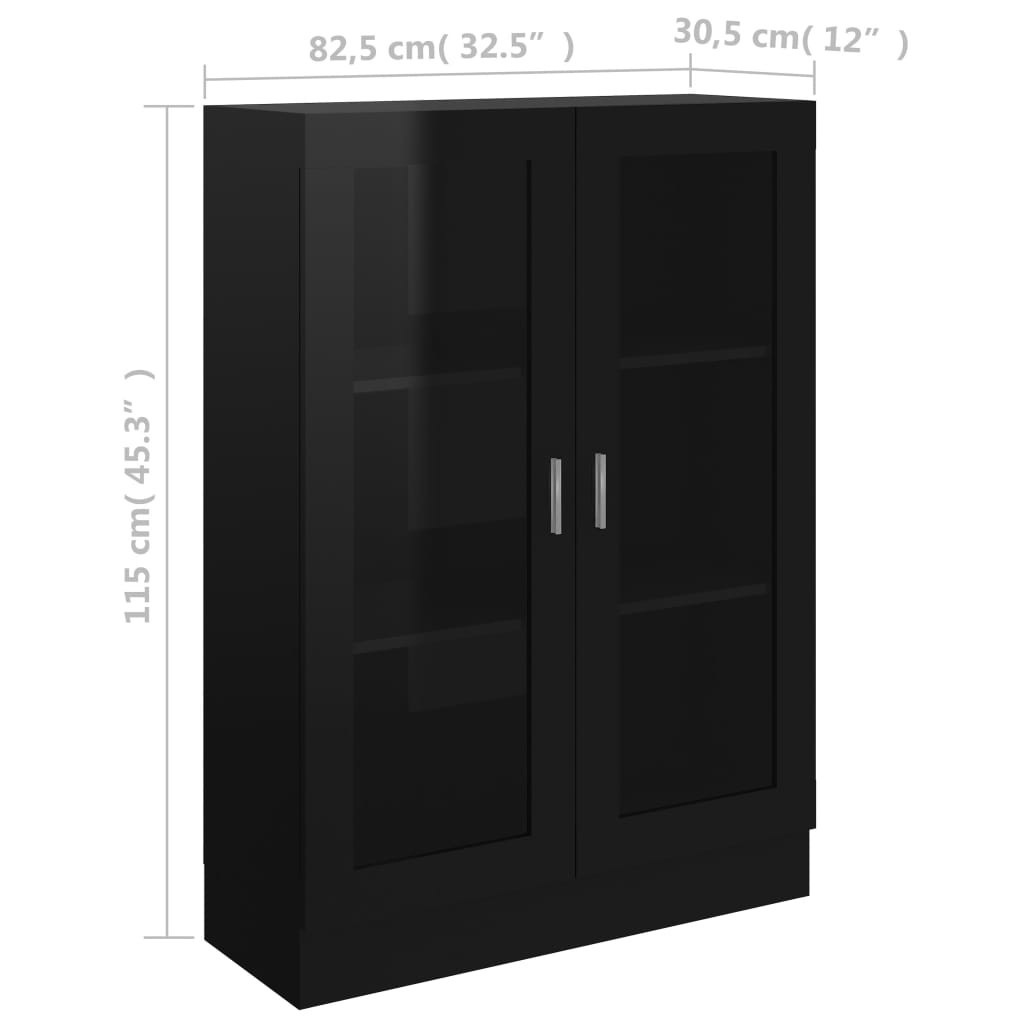 Vitriinikaappi korkeakiilto musta 82,5x30,5x115cm - Sisustajankoti.fi