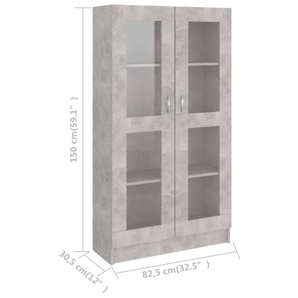 Vitriinikaappi betoninharmaa 82,5x30,5x150 cm - Sisustajankoti.fi