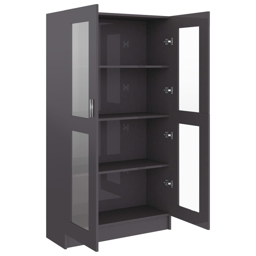 Vitriinikaappi korkeakiilto harmaa 82,5x30,5x150 cm - Sisustajankoti.fi