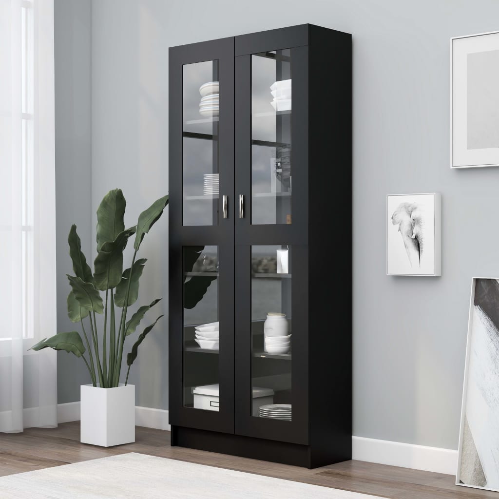 Vitriinikaappi musta 82,5x30,5x185,5 cm - Sisustajankoti.fi