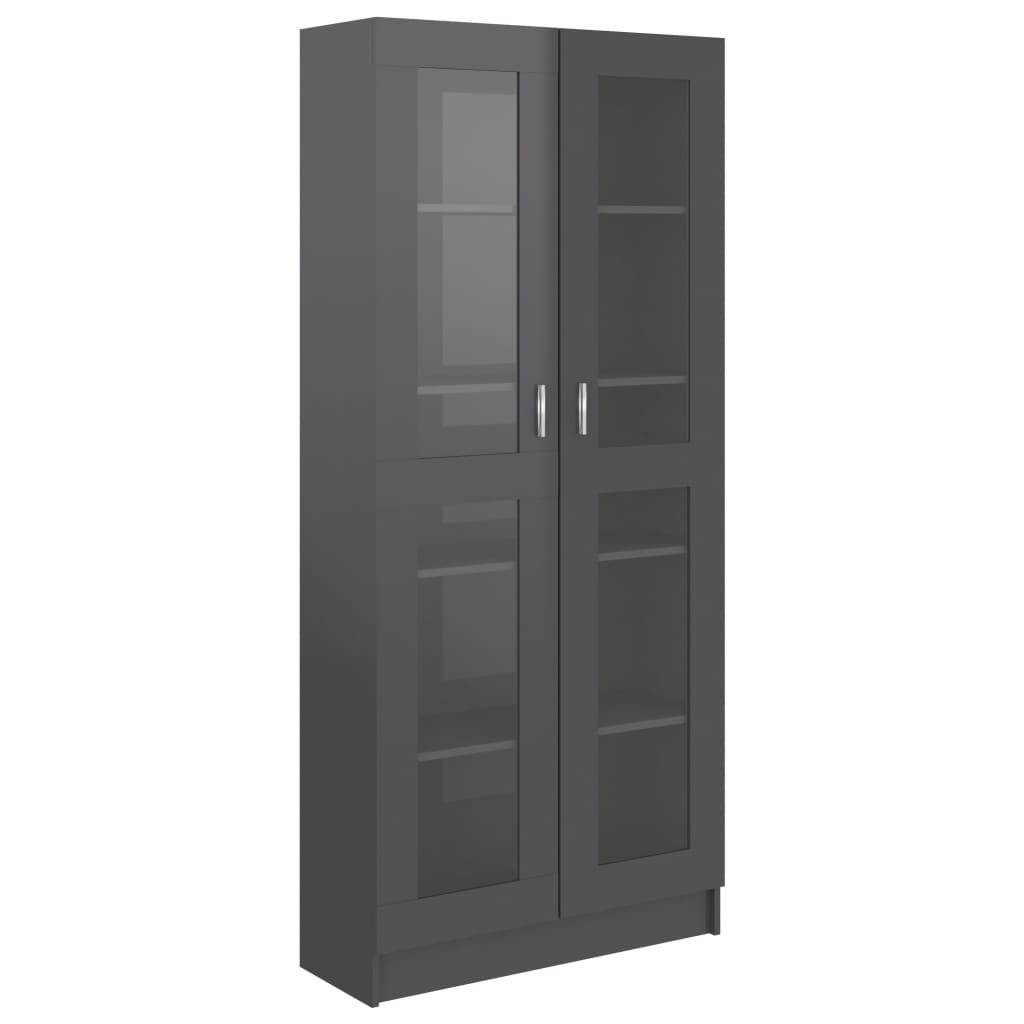 Vitriinikaappi korkeakiilto harmaa 82,5x30,5x185,5 cm - Sisustajankoti.fi