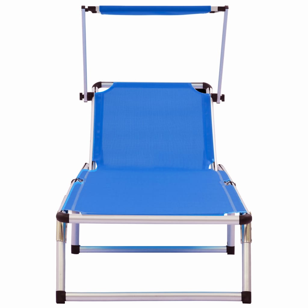 312457 Folding Sun Loungers with Roof 2 pcs Aluminium&Textilene Blue - Sisustajankoti.fi