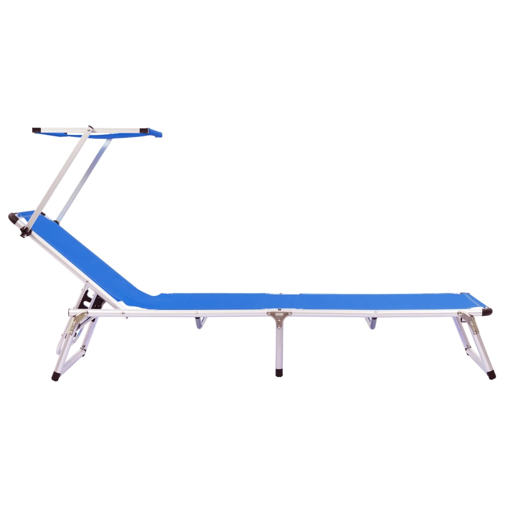 312457 Folding Sun Loungers with Roof 2 pcs Aluminium&Textilene Blue - Sisustajankoti.fi