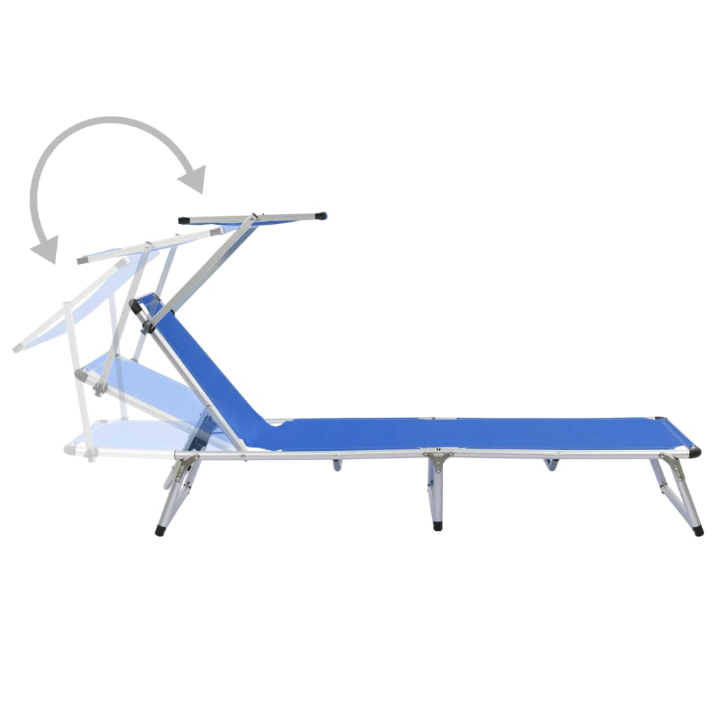 312457 Folding Sun Loungers with Roof 2 pcs Aluminium&Textilene Blue - Sisustajankoti.fi