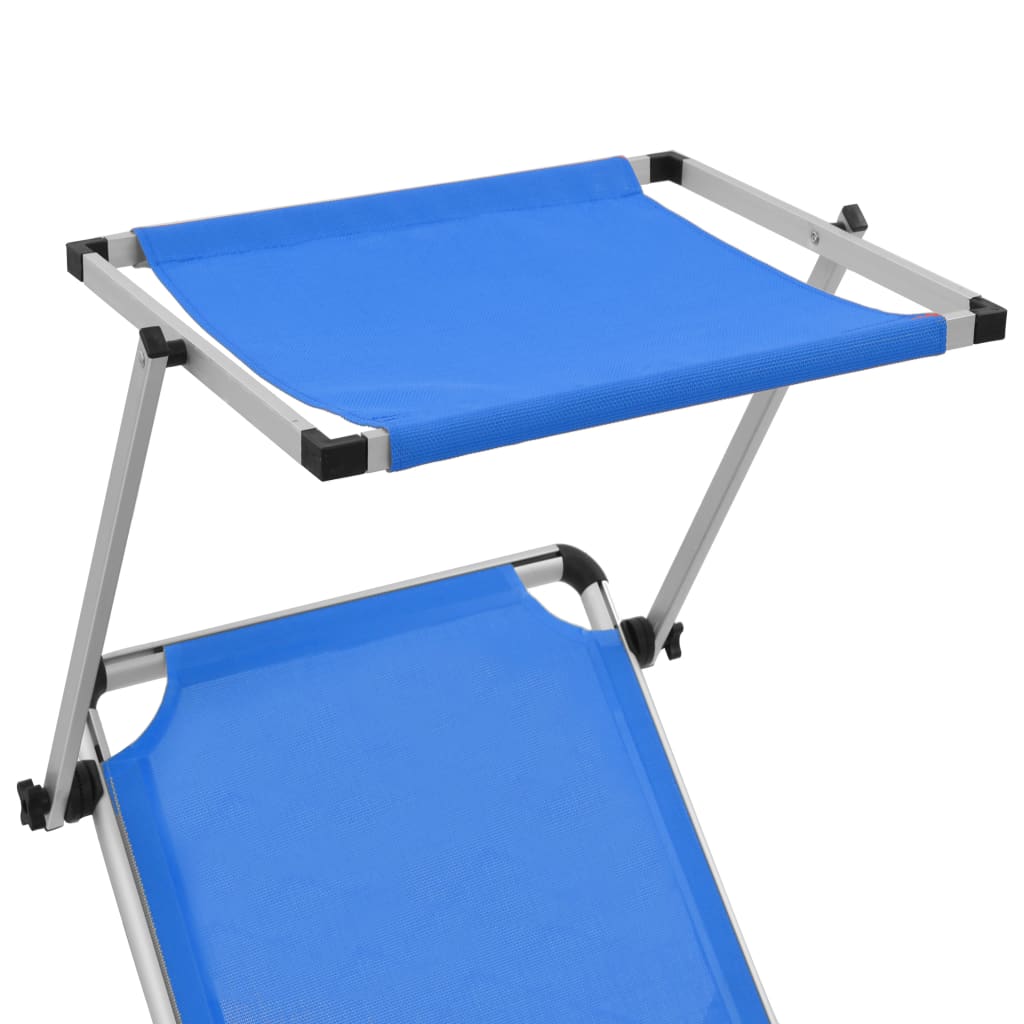 312457 Folding Sun Loungers with Roof 2 pcs Aluminium&Textilene Blue - Sisustajankoti.fi