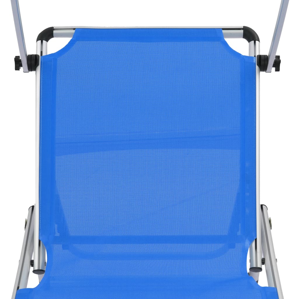 312457 Folding Sun Loungers with Roof 2 pcs Aluminium&Textilene Blue - Sisustajankoti.fi