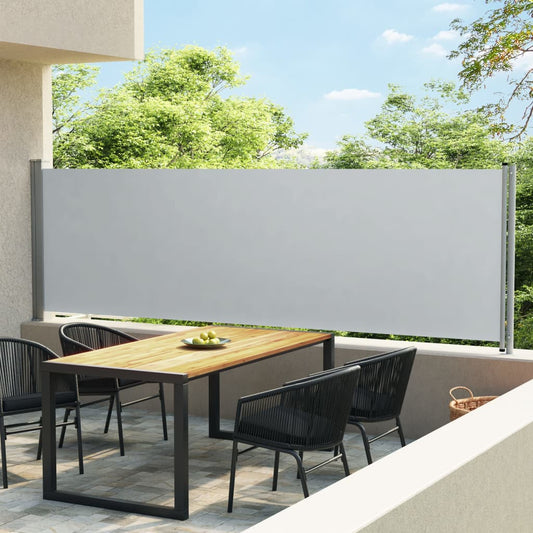 Sisäänvedettävä terassin sivumarkiisi 140x600 cm harmaa - Sisustajankoti.fi