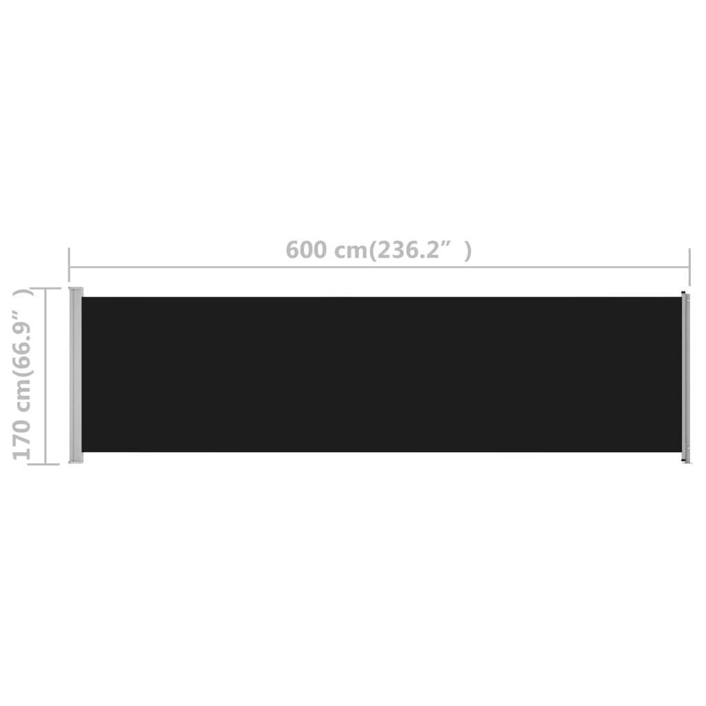 Sisäänvedettävä terassin sivumarkiisi 600x170 cm musta - Sisustajankoti.fi
