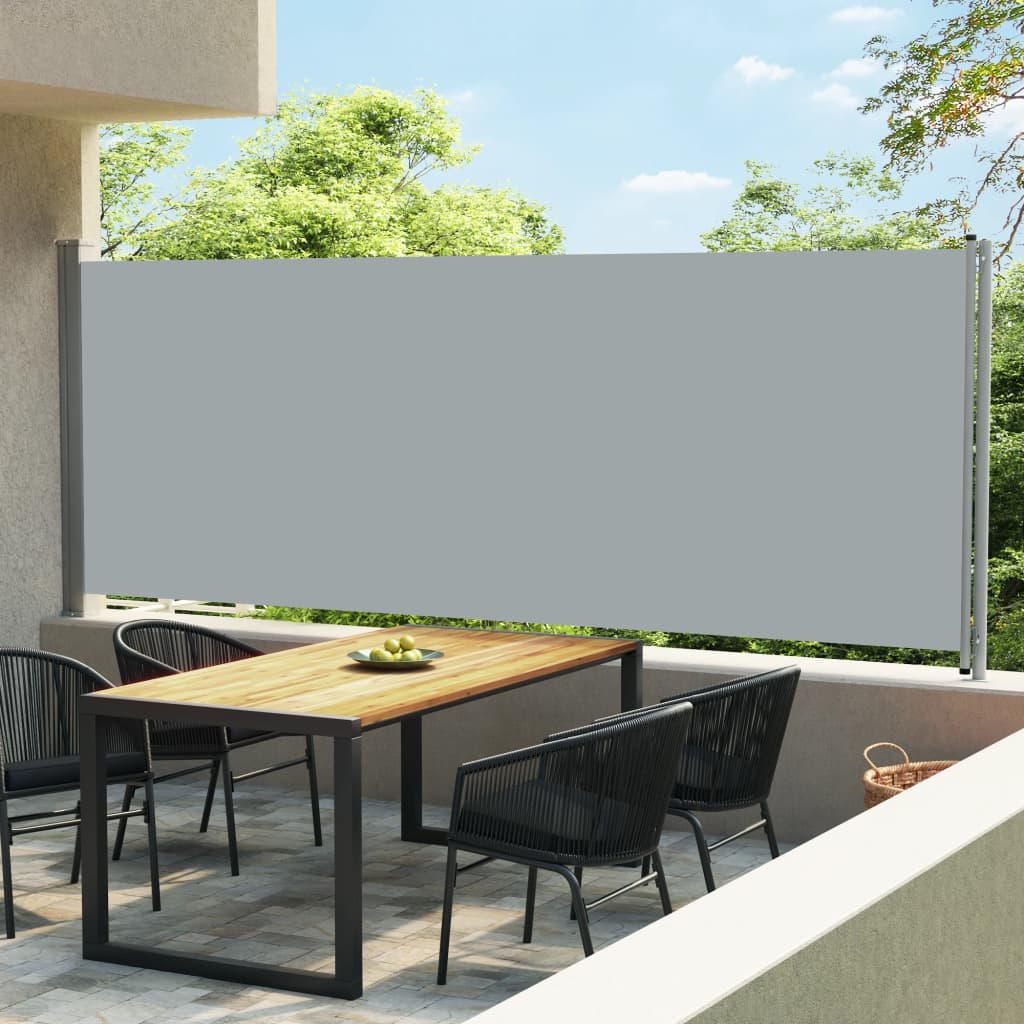 Sisäänvedettävä terassin sivumarkiisi 600x170 cm harmaa - Sisustajankoti.fi