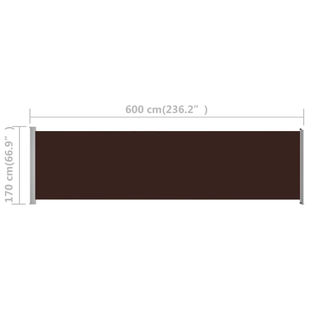 Sisäänvedettävä terassin sivumarkiisi 600x170 cm ruskea - Sisustajankoti.fi