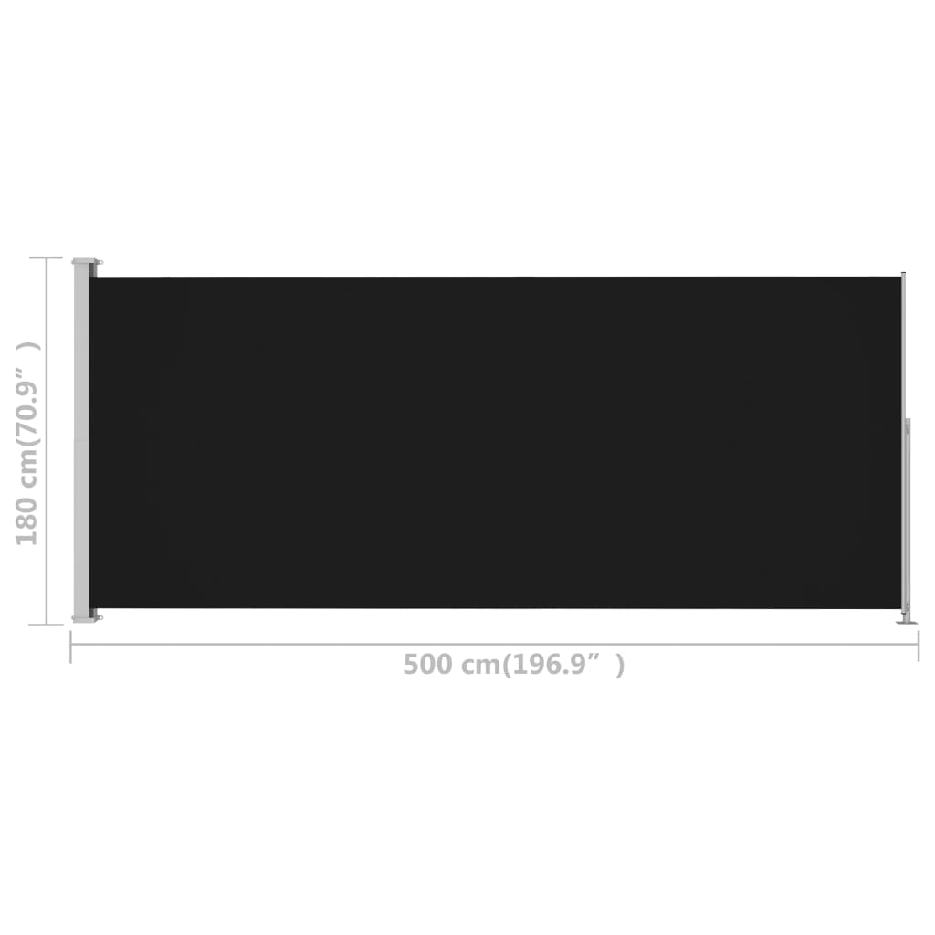 Sisäänvedettävä terassin sivumarkiisi 180x500 cm musta - Sisustajankoti.fi