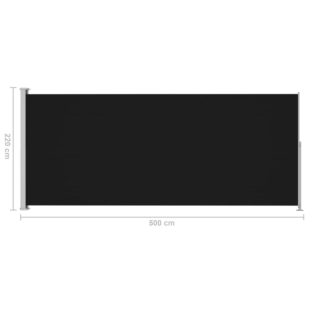 Sisäänvedettävä terassin sivumarkiisi 220x500 cm musta - Sisustajankoti.fi