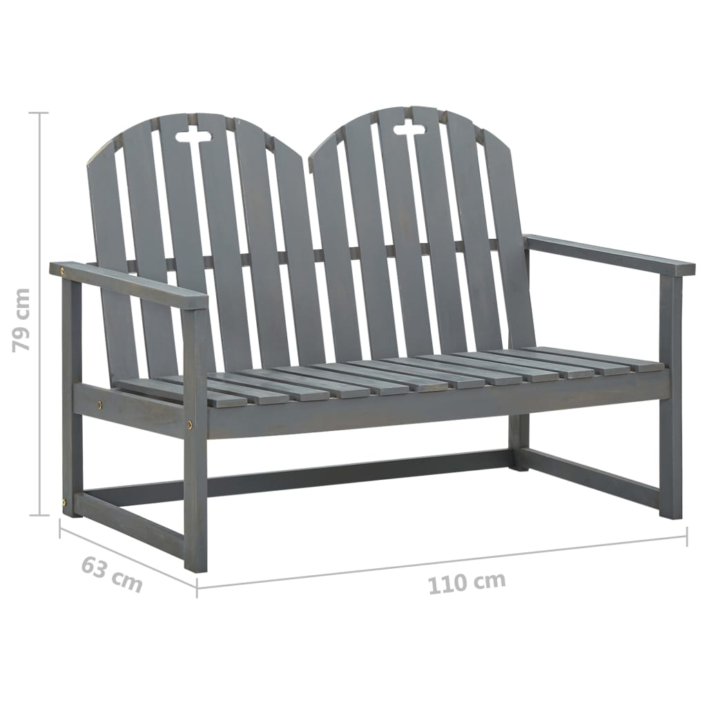 Puutarhapenkki harmaa 110 cm täysi akaasiapuu - Sisustajankoti.fi