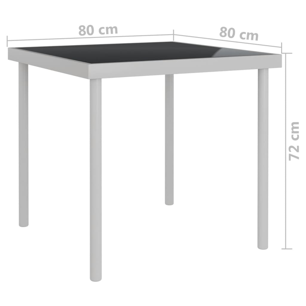 Ulkoruokapöytä vaaleanharmaa 80x80x72 cm lasi ja teräs - Sisustajankoti.fi
