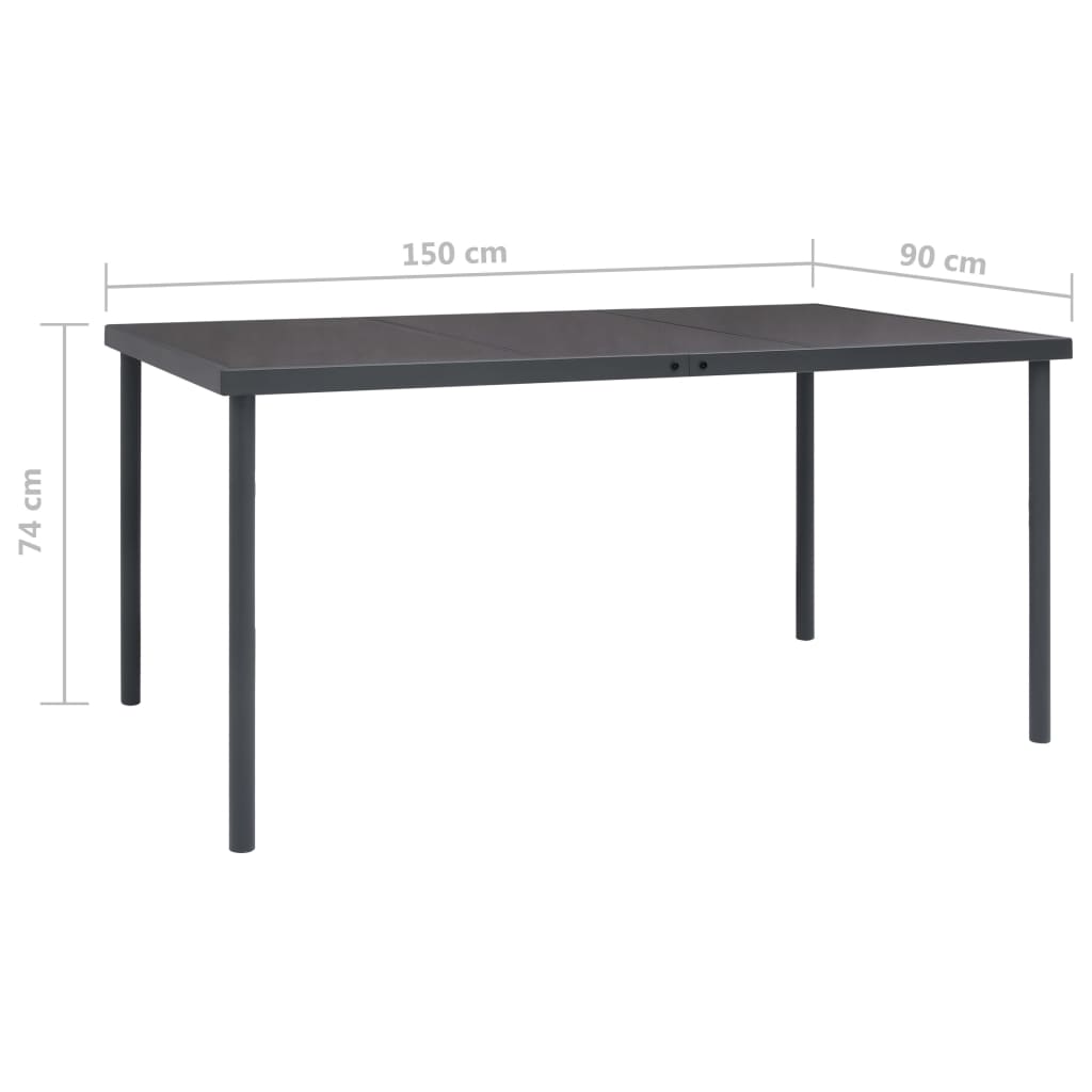 Ulkoruokapöytä antrasiitti 150x90x74 cm teräs - Sisustajankoti.fi