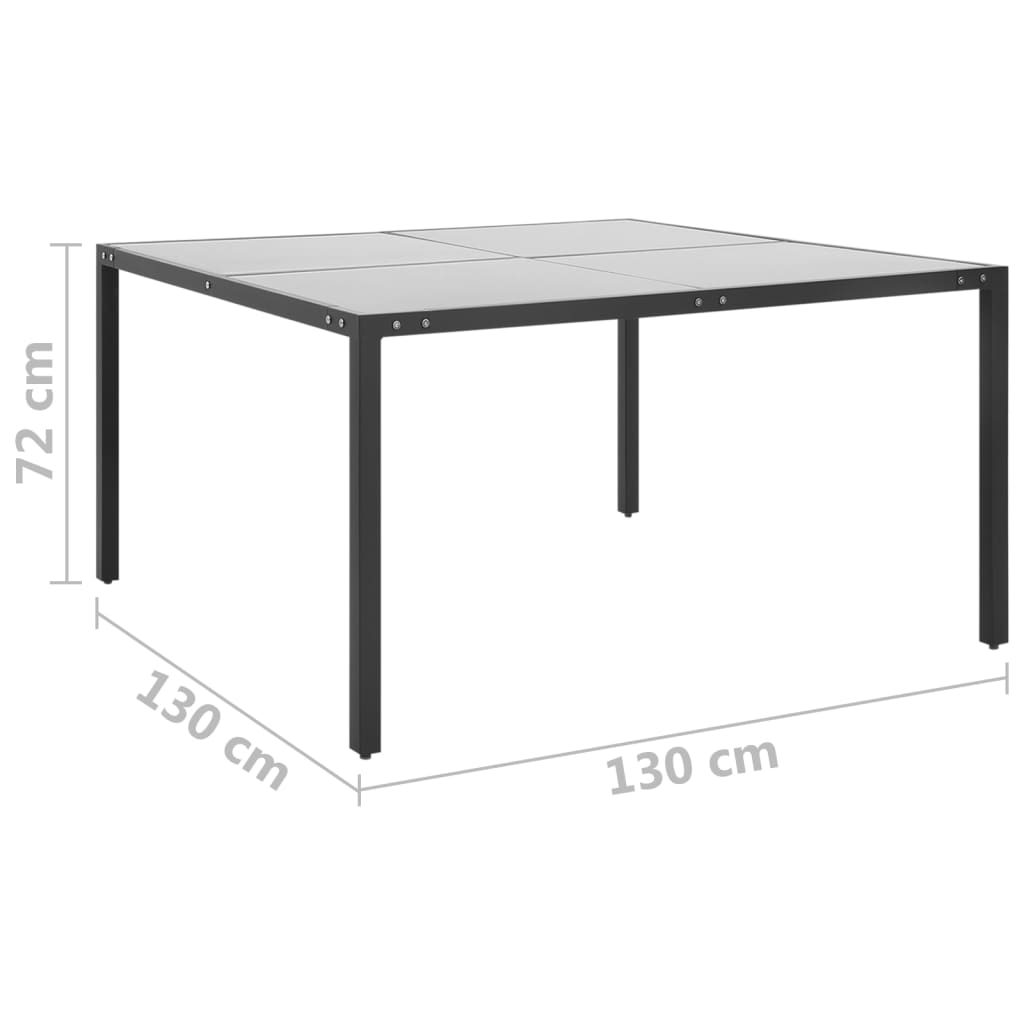 Puutarhapöytä antrasiitti 130x130x72 cm teräs ja lasi - Sisustajankoti.fi