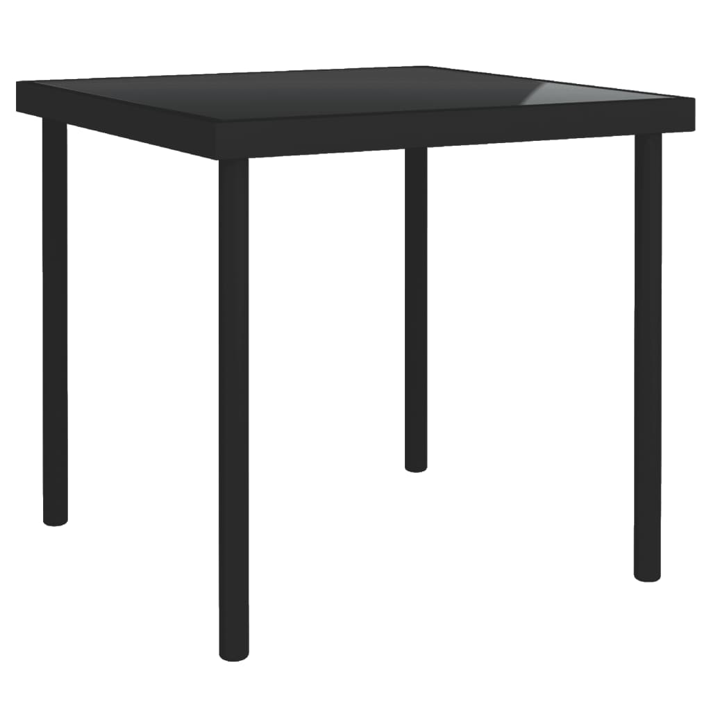 Ulkoruokapöytä musta 80x80x72 cm lasi ja teräs - Sisustajankoti.fi