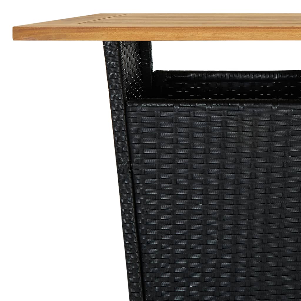 Baaripöytä musta 60x60x110 cm polyrottinki ja täysi akaasiapuu - Sisustajankoti.fi