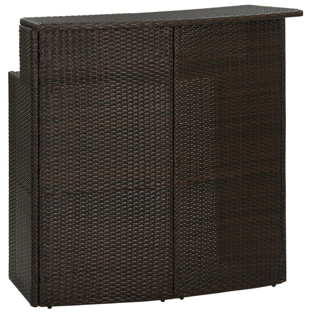 Puutarhan baaripöytä ruskea 120x55x110 cm polyrottinki - Sisustajankoti.fi
