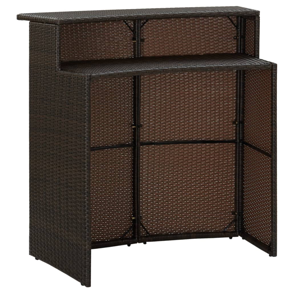 Puutarhan baaripöytä ruskea 120x55x110 cm polyrottinki - Sisustajankoti.fi