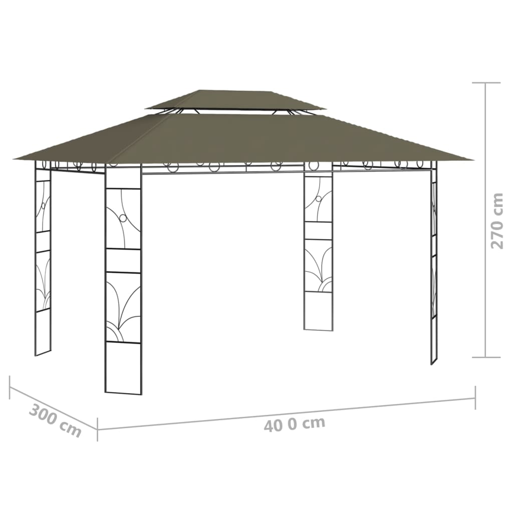 Huvimaja 4x3x2,7 m harmaanruskea 160 g/m² - Sisustajankoti.fi