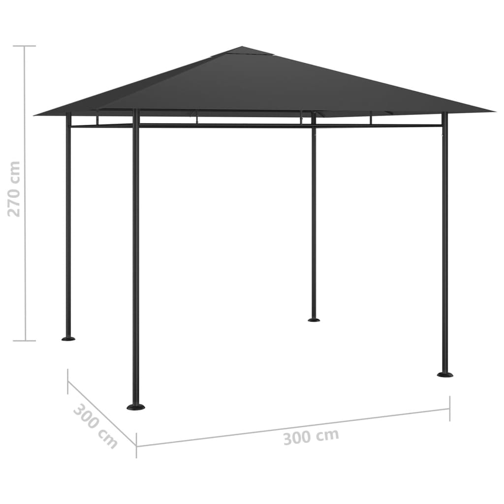Huvimaja 3x3x2,7 m antrasiitti 180 g/m² - Sisustajankoti.fi